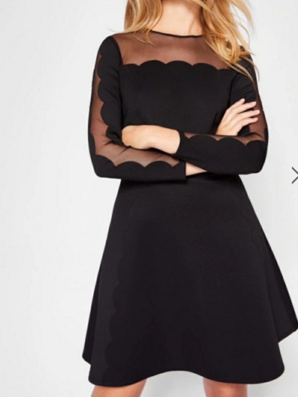 Ted Baker Dress Kikoh Mini Scalloped Mesh in Black